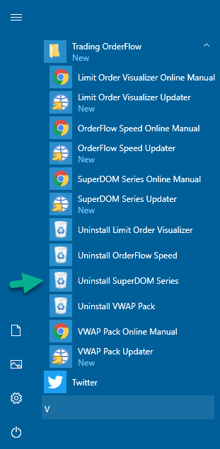 Uninstalling NinjaTrader Add-on - Start Menu