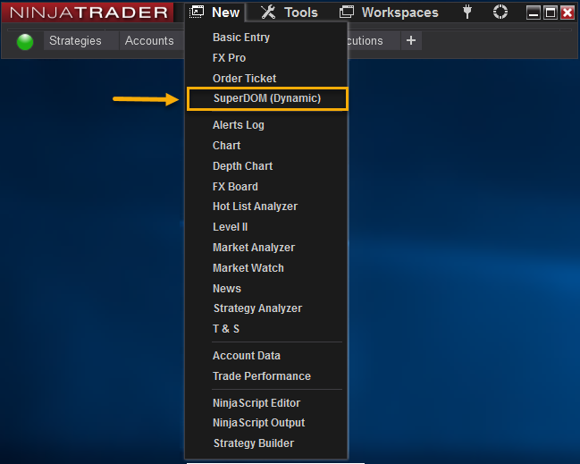 Image showing how to use Templates in SuperDOM from NinjaTrader