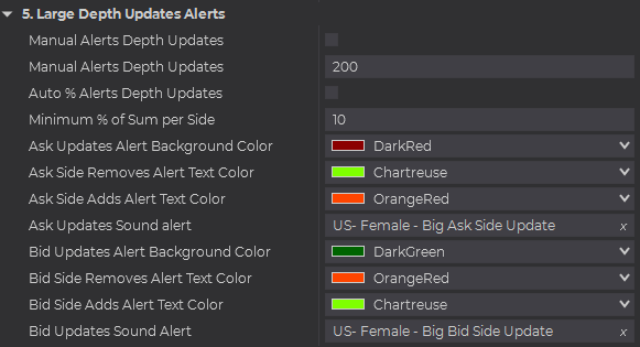 market depth large updates alerts