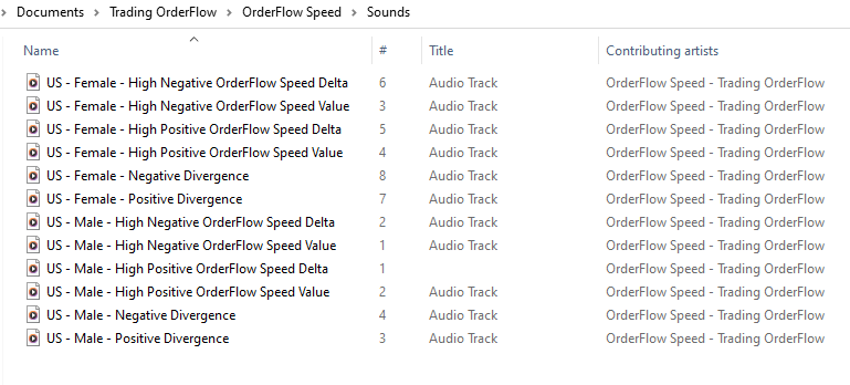 sound alerts for OrderFlow speed